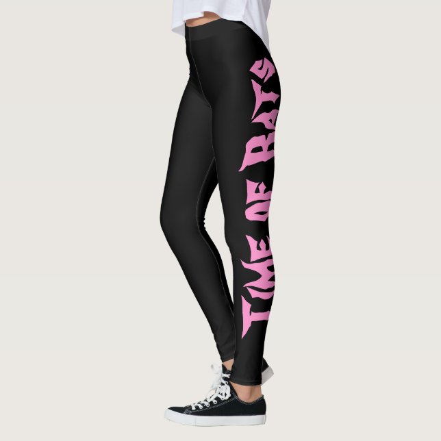 Zeit der Fledermäuse - Rosa und Lila Abstrakter Po Leggings (Links)