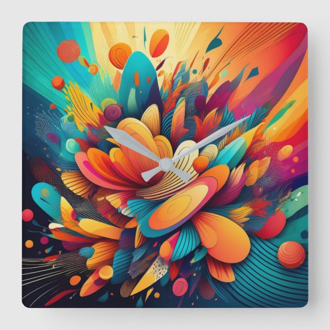 Zeit des Glücks Quadratische Wanduhr (Vorderseite)