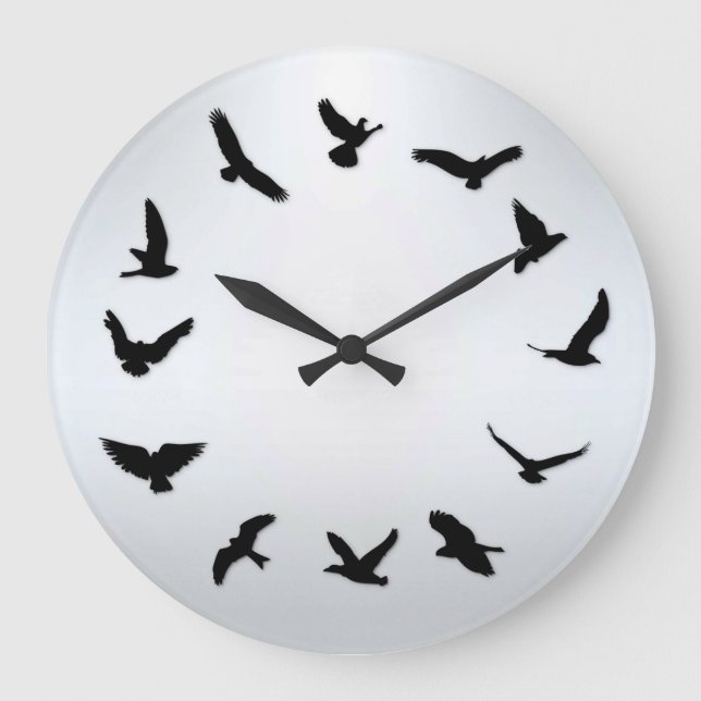 Zeit fliegt Minimalistische Große Wanduhr (Vorderseite)