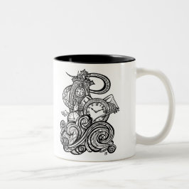 Zeit fliegt verwickelte Glockenturmillustration Zweifarbige Tasse
