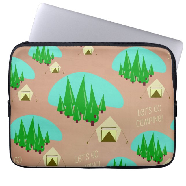 Zeit für Camping Retro-Stilmuster Laptopschutzhülle (Vorderseite)