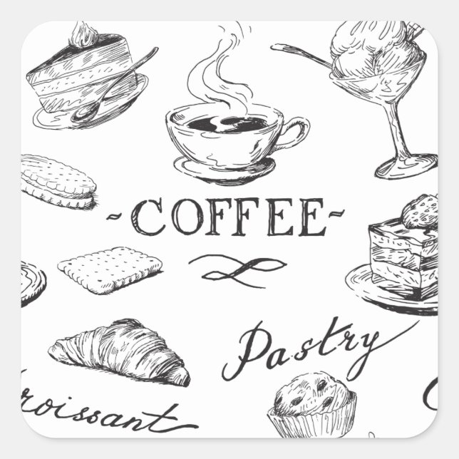 Zeit für den Kaffee Quadratischer Aufkleber (Vorderseite)