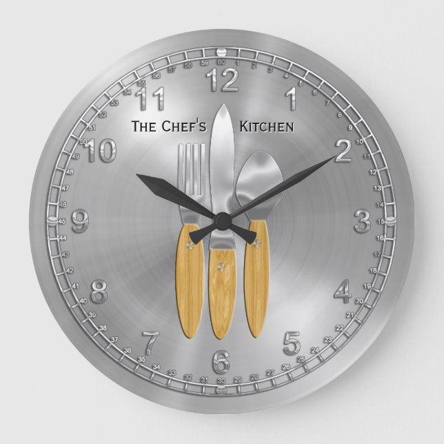 Zeit für den Master-Koch in Ihnen (Personalisiert) Große Wanduhr (Vorderseite)