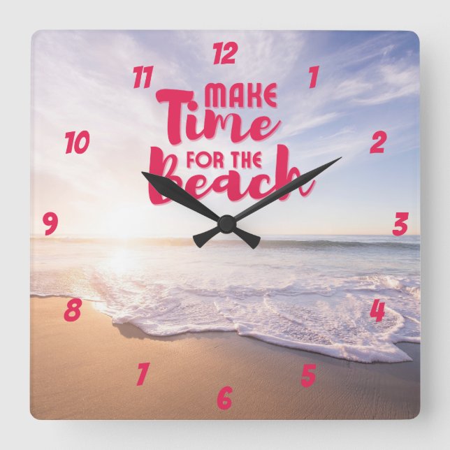 Zeit für den Strand Quadratische Wanduhr (Vorderseite)
