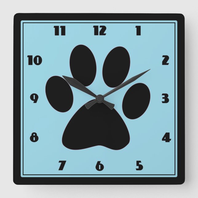 Zeit für die Begleiter: Light Blue Pawprint Uhr (Vorderseite)