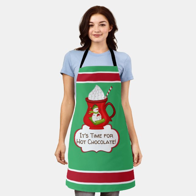 Zeit für die gesamte Print-Schürze mit Hot Chocola Schürze (Getragen)
