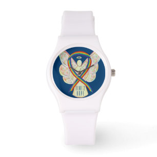 Zeit für die Hoffnung Rainbow Awareness Ribbon An Armbanduhr