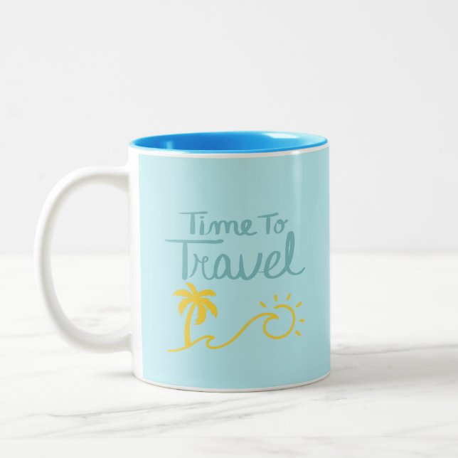 Zeit für die Reise nach Strand Zweifarbige Tasse (Links)