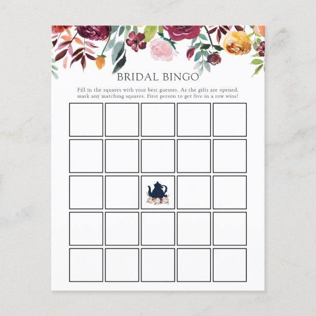 Zeit für die Tea Bridal Bingo Game Card (Vorderseite)