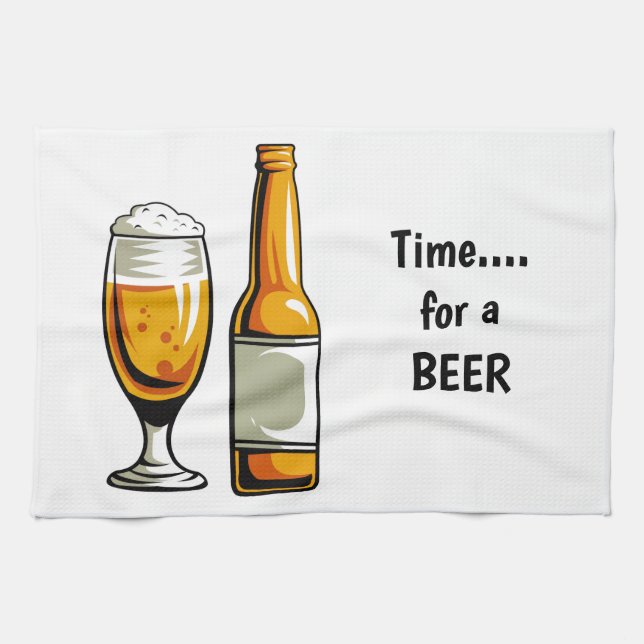 Zeit für ein Bier-Küchentuch Geschirrtuch (Horizontal)