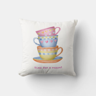 Zeit für ein Kissen mit Teetasse