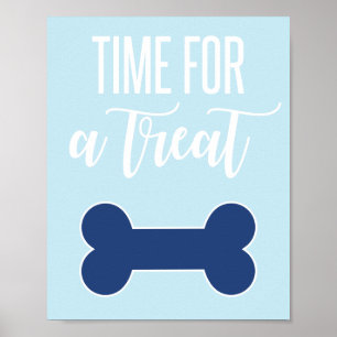 Zeit für ein Leckerli-Welpenparty-Schild Blau Poster