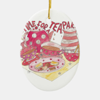 Zeit für ein Tee-Party Keramikornament