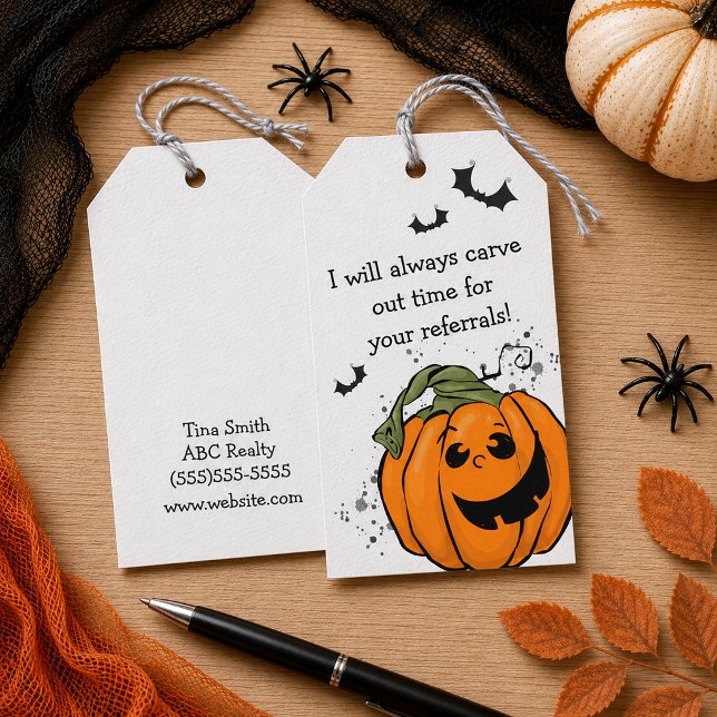 Zeit für eure Referenzen Halloween Geschenkanhänger (Carve out Time for Your Referrals Personalized Pop By Tag)