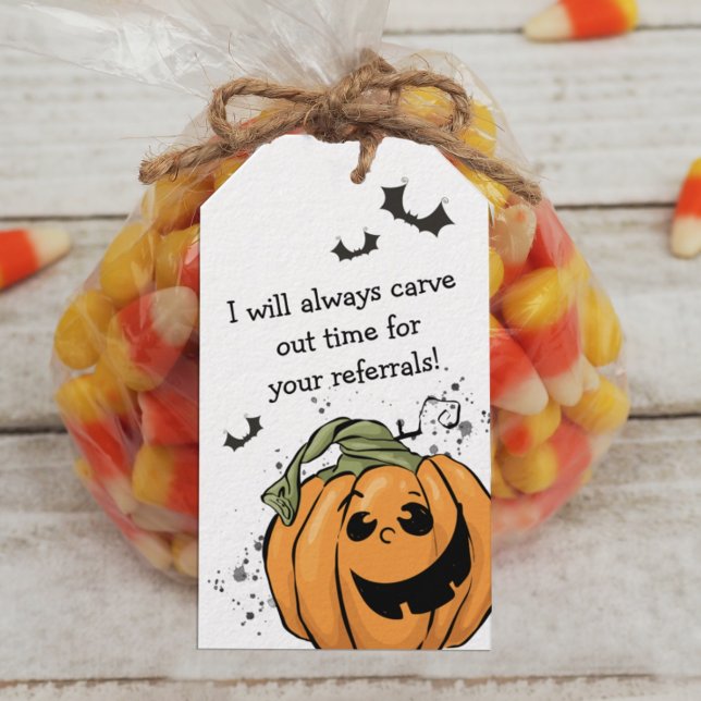 Zeit für eure Referenzen Halloween Geschenkanhänger (Carve out Time for Your Referrals Personalized Pop By Tag)