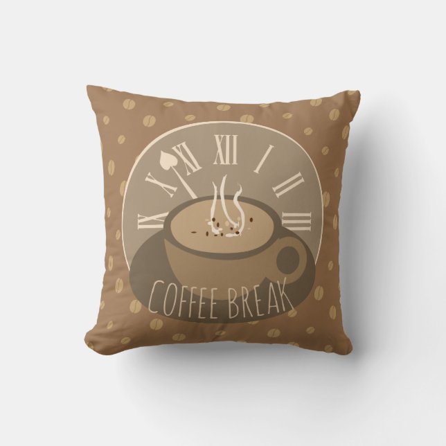 Zeit für Kaffeepause Uhr und Bohnen Kissen (Vorderseite)