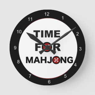 Zeit für Mahjong Runde Wanduhr