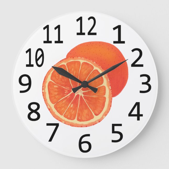 Zeit für Orange Fruchtsauer Große Wanduhr (Vorderseite)