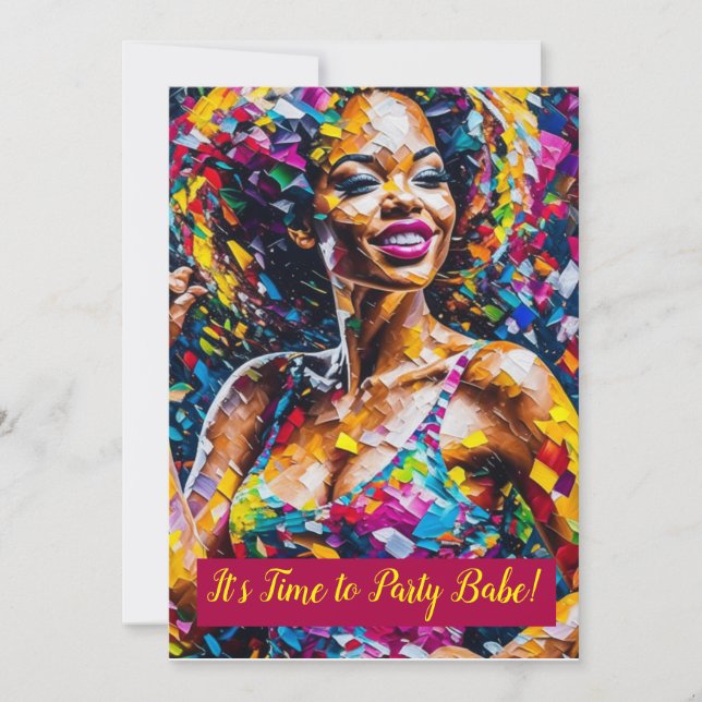 Zeit für Party Babe - Einladung (Vorderseite)