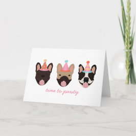 Zeit für pawty French Bulldog Party hisst pink Karte