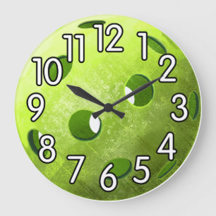 Zeit für Pickleball - Grün Große Wanduhr
