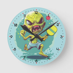Zeit für Space Rage Rally Pickleball  Runde Wanduhr