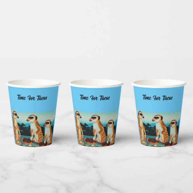 Zeit für Tacos Meerkat Style, Papieraufnahmen Pappbecher (Multi)