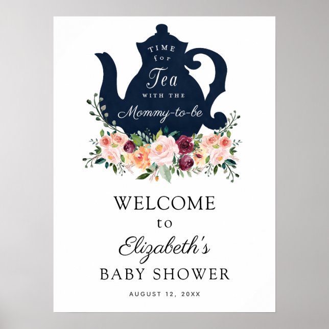 Zeit für Tea Baby Dusche Begrüßungszeichen Poster (Vorne)