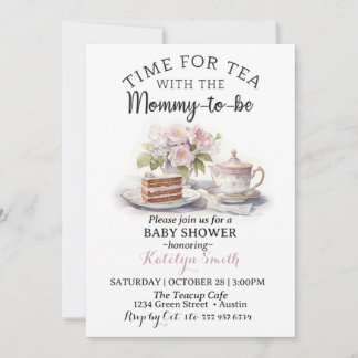 Zeit für Tea Baby Dusche Blumentee Einladung