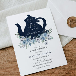 Zeit für Tea Blue Baby Dusche Einladung