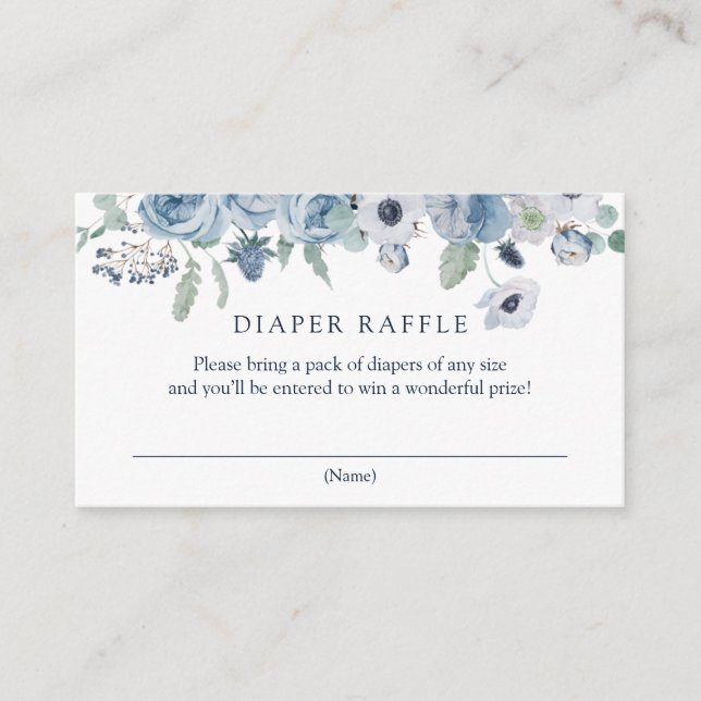 Zeit für Tea Blue Floral Diaper Beilage Karte (Vorderseite)