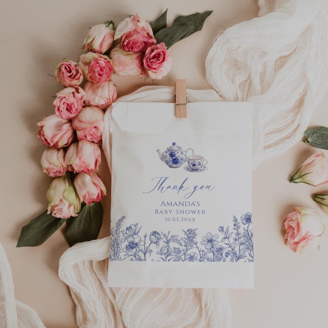 Zeit für Tea Toile Babydusche Geschenktütchen (Von Creator hochgeladen)