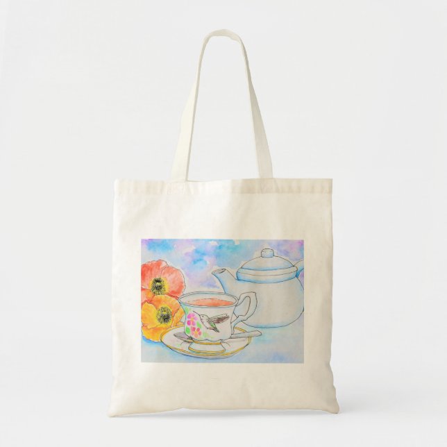 Zeit für Tea Watercolor-Malerei Tragetasche (Vorne)