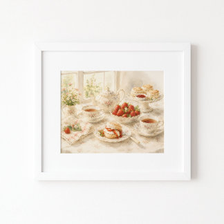 Zeit für Tee Aquarell-Kunstprint Poster