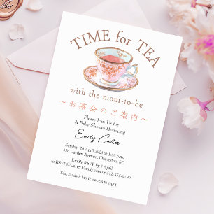 Zeit für Tee-Baby-Dusche Teacup Rose Rosa Blumenst Einladung