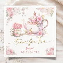 Zeit für Tee Baby Shower Pink Floral Papier