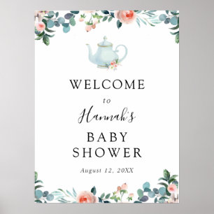 Zeit für Tee Baby Shower Willkommen Poster