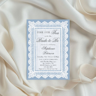 Zeit für Tee Blue Lace Tea Party Brautjungferfeier Einladung