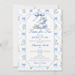 Zeit für Tee Chinoiserie Brautparty Blumen Einladung