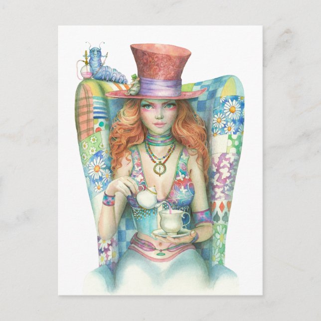 Zeit für Tee, das Mad Hatter Postkarte (Vorderseite)