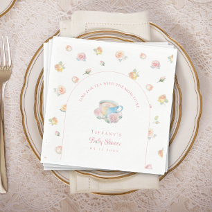 Zeit für Tee Elegante Florale Teeparty-Baby-Party Serviette