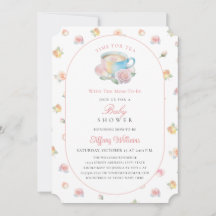 Zeit für Tee Elegante Rosa Florale Babyparty