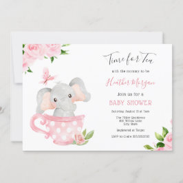 Zeit für Tee Elephant Baby Dusche Einladung