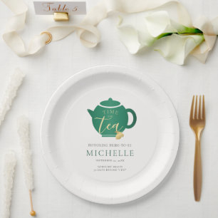 Zeit für Tee Emerald Gold Elegantes Brautparty Pappteller