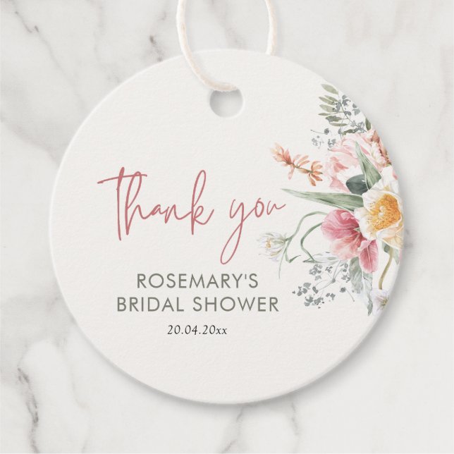 Zeit für Tee floral Vielen Dank Geschenkanhänger (Vorderseite)