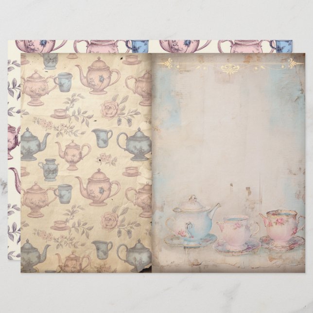 Zeit für Tee-Junk-Journal-Papier (Vorne/Hinten)