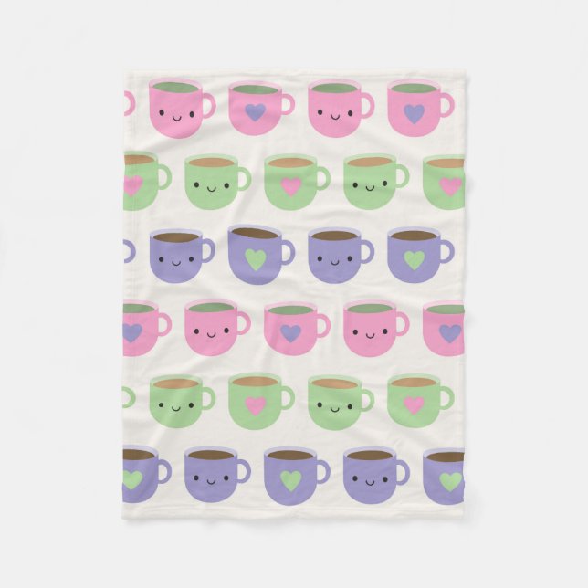 Zeit für Tee - Kawaii Cup of Tea Fleecedecke (Vorderseite)