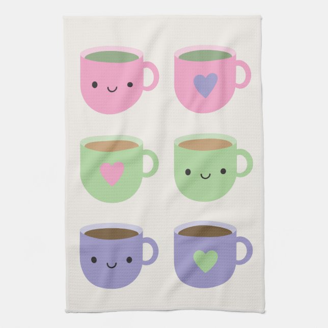Zeit für Tee - Kawaii Cup of Tea Geschirrtuch (Vertikal)