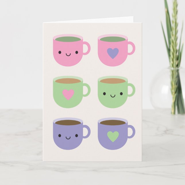 Zeit für Tee - Kawaii Cup of Tea Karte (Vorderseite)