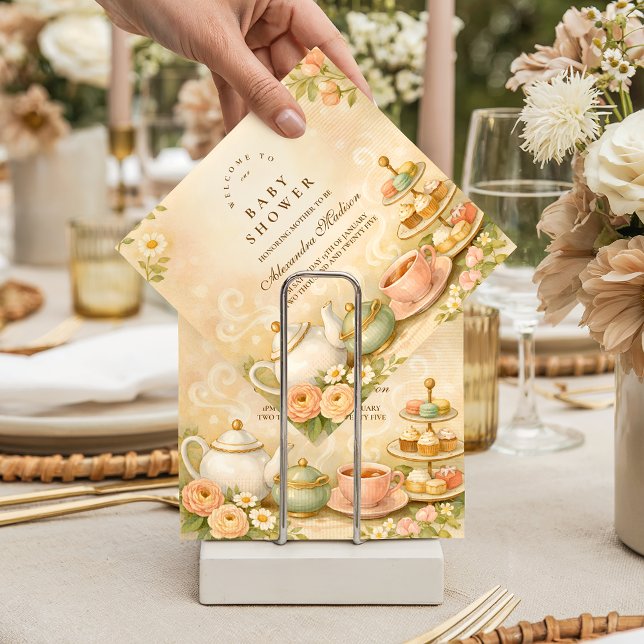 Zeit für Tee mit der werdenden Mutter Baby Shower Serviette (Von Creator hochgeladen)